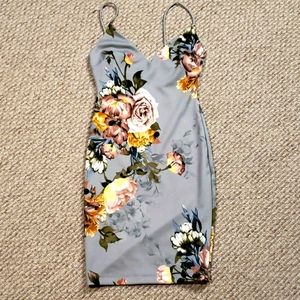 Windsor spaghetti strap dress small floral gray